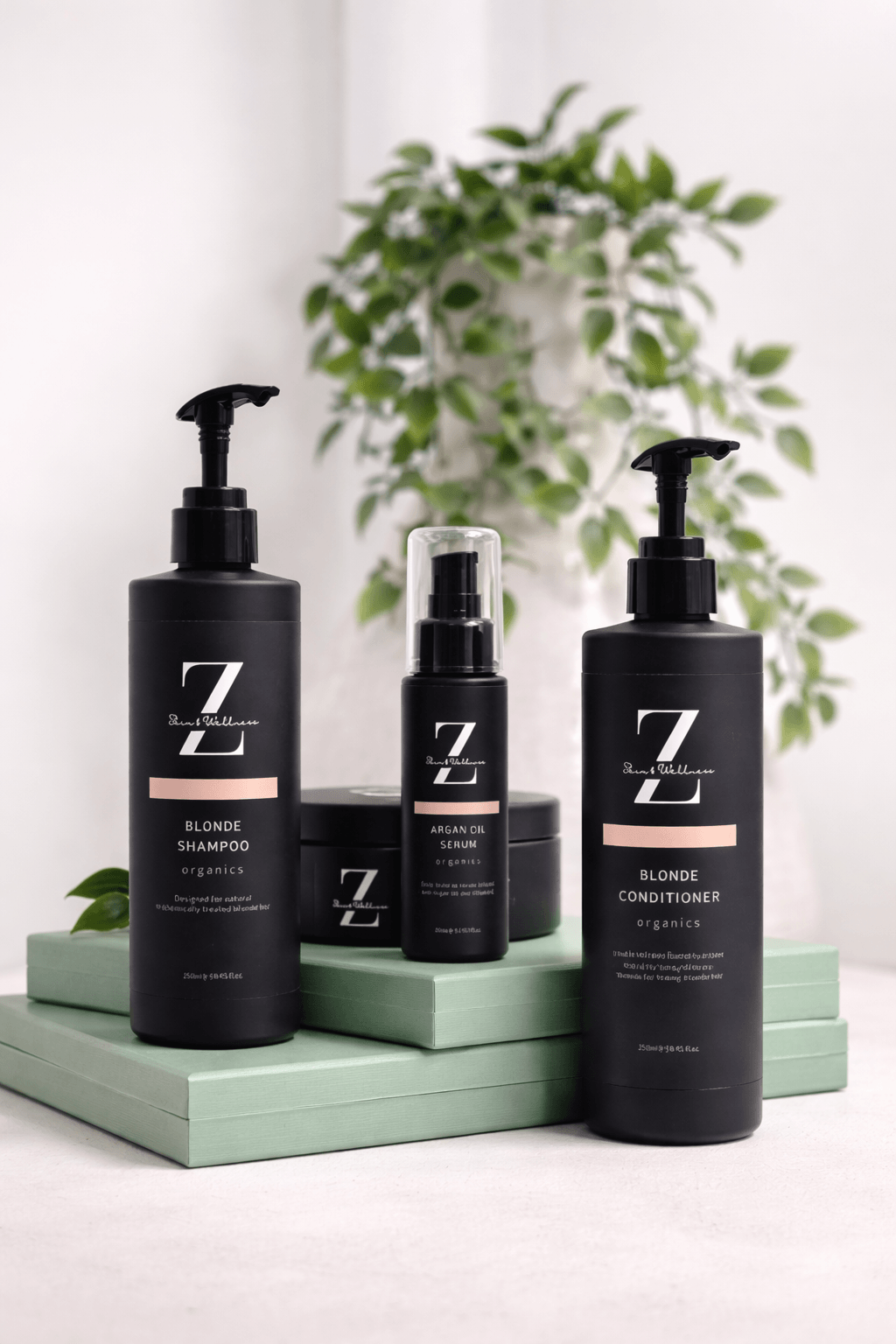 Zahlie blonde must-haves hair care collection with organic ingredients"